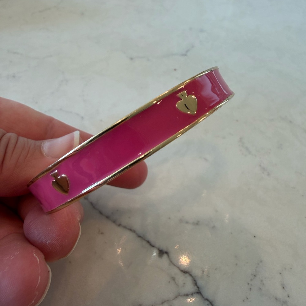 Kate Spade Pink Enamel Gold Tone Bangle Bracelet - Picture 2 of 5